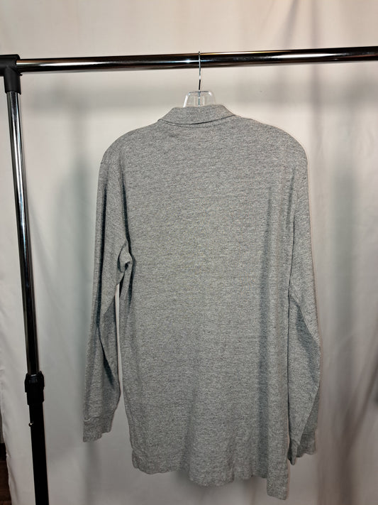 Vintage Polo Ralph Lauren Longsleeve – Hellgrau mit grünem Logo, Größe S | Classic Piqué Shirt