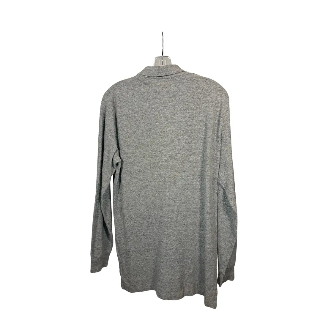 Vintage Polo Ralph Lauren Longsleeve – Hellgrau mit grünem Logo, Größe S | Classic Piqué Shirt