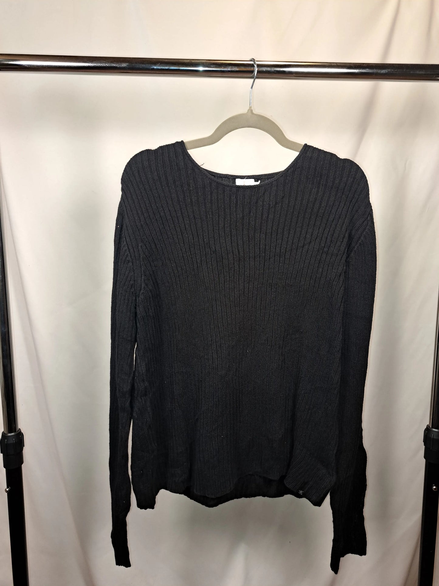 Calvin Klein Vintage Rib Knit Pullover Schwarz – Größe L | Minimalist Classic Calvin Klein