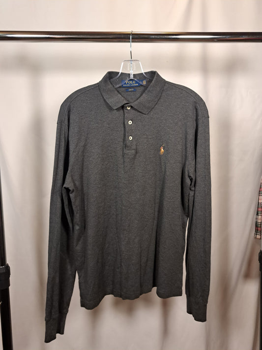 Vintage Polo Ralph Lauren Longsleeve Shirt – Dunkelgrau, Größe L | Classic Polo Style