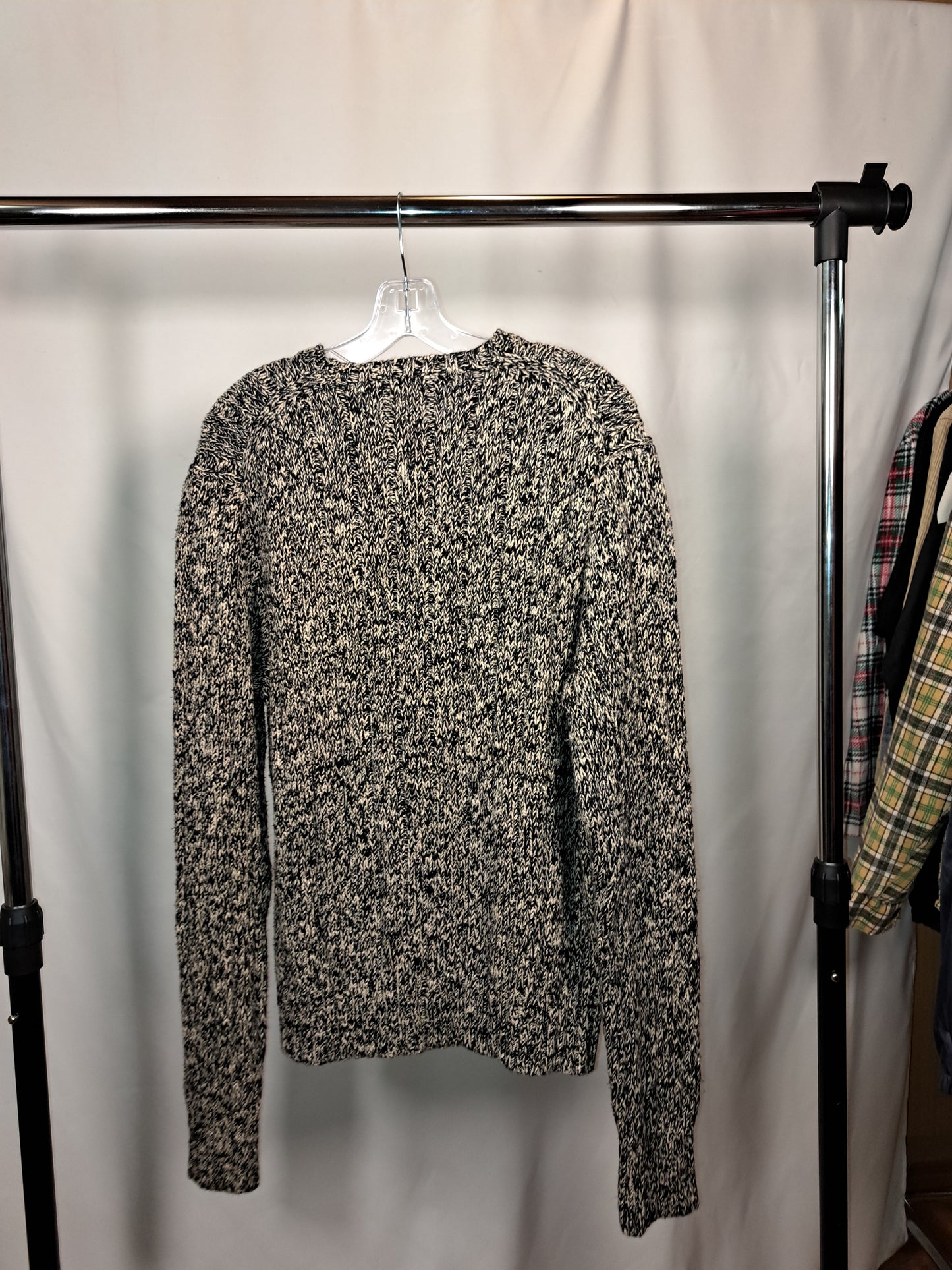 Vintage Lauren by Ralph Lauren Strickpullover – Melange Schwarz-Weiß, Größe XL | Premium Knit Sweater