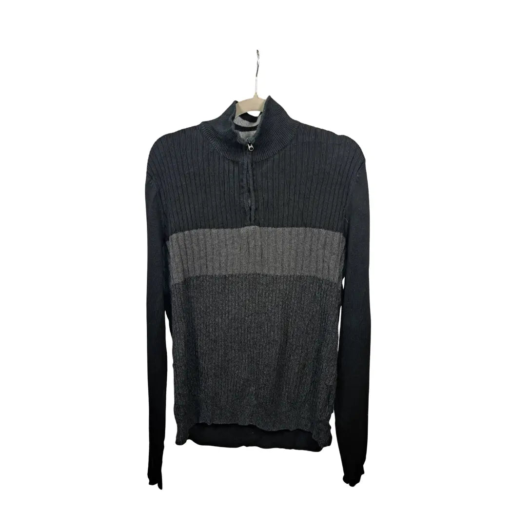 Calvin Klein Vintage Half Zip Pullover Zweifarbig – Größe M | Rib Knit Contrast