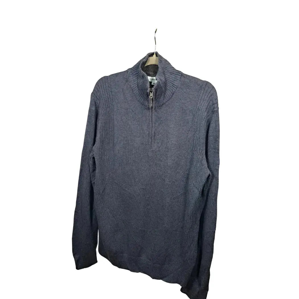 Calvin Klein Vintage Half Zip Pullover Dunkelgrau – Größe XL | Minimalistic Knitwear
