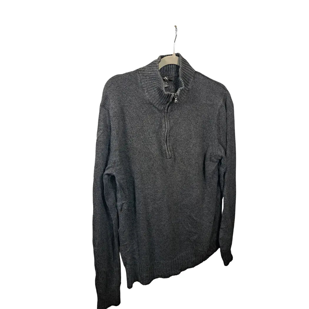 Calvin Klein Vintage Half Zip Strickpullover Dunkelgrau – Größe L | Minimalist Knit