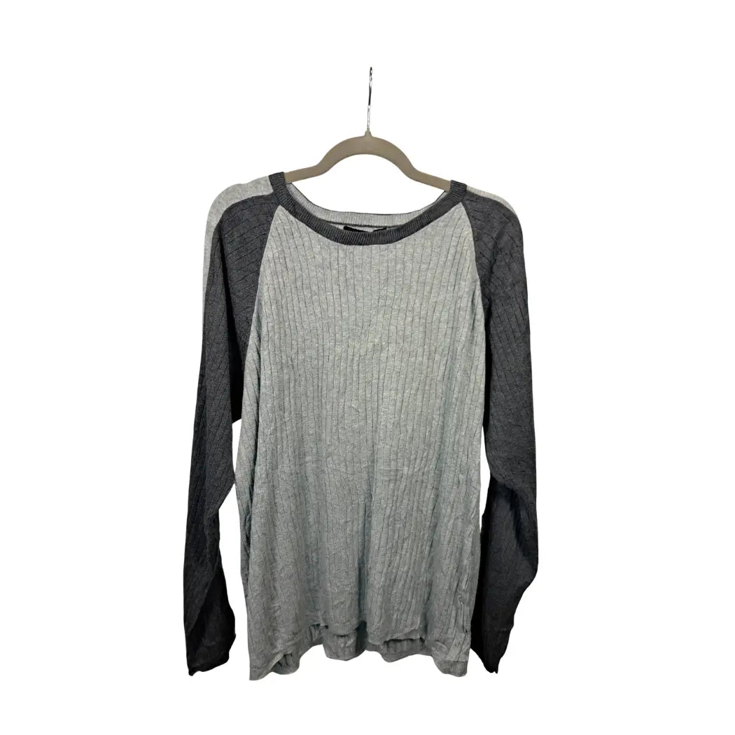 Calvin Klein Vintage Two-Tone Rib Knit Pullover Grau – Größe XL | Raglan Style