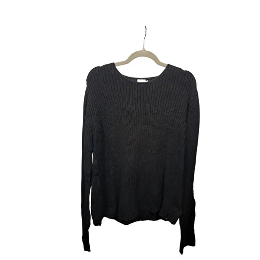 Calvin Klein Vintage Rib Knit Pullover Schwarz – Größe L | Minimalist Classic