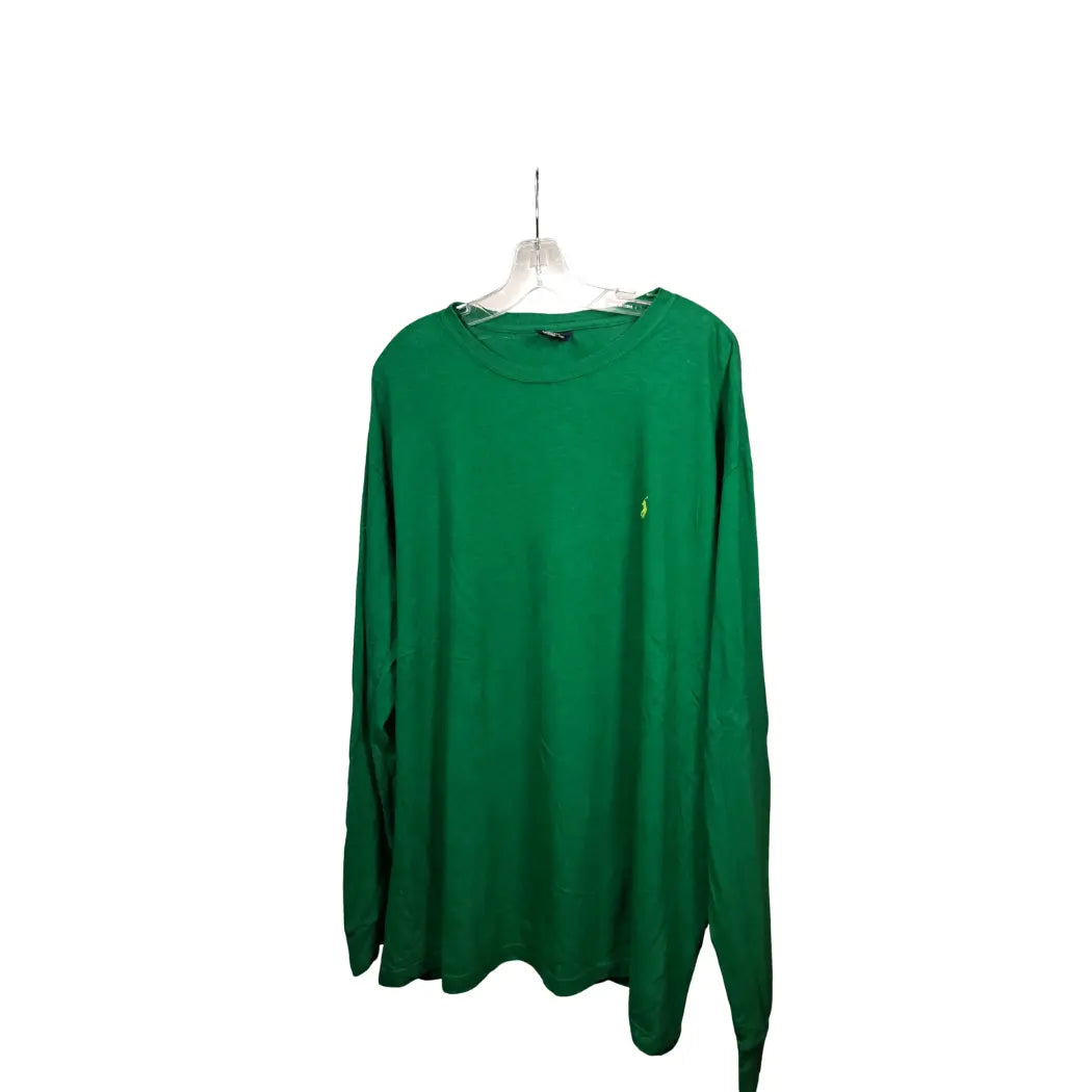 Vintage Polo Ralph Lauren Longsleeve – Grün mit gelbem Logo, Größe 2XL | Classic Cotton Shirt