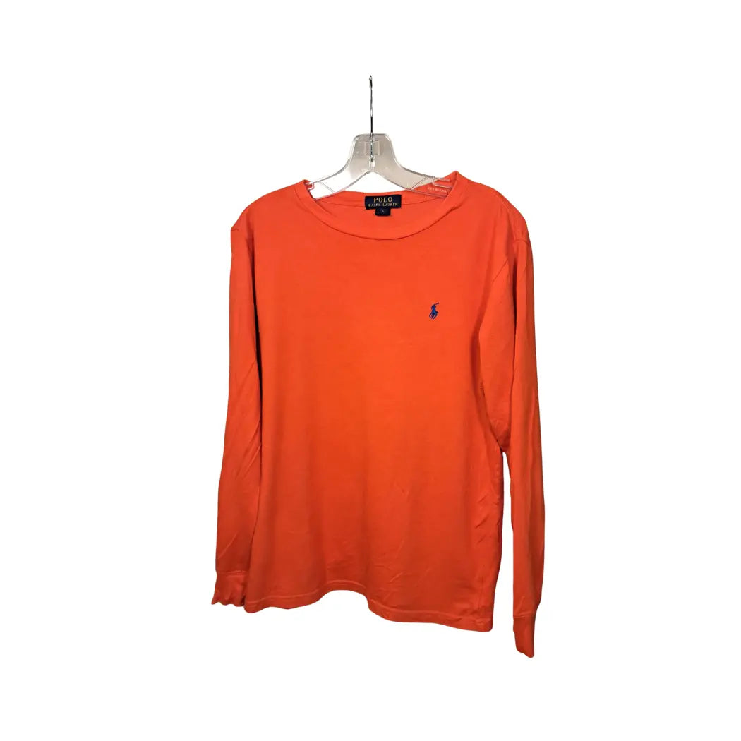 Vintage Polo Ralph Lauren Longsleeve – Orange mit blauem Logo, Größe L | Bold Classic Style