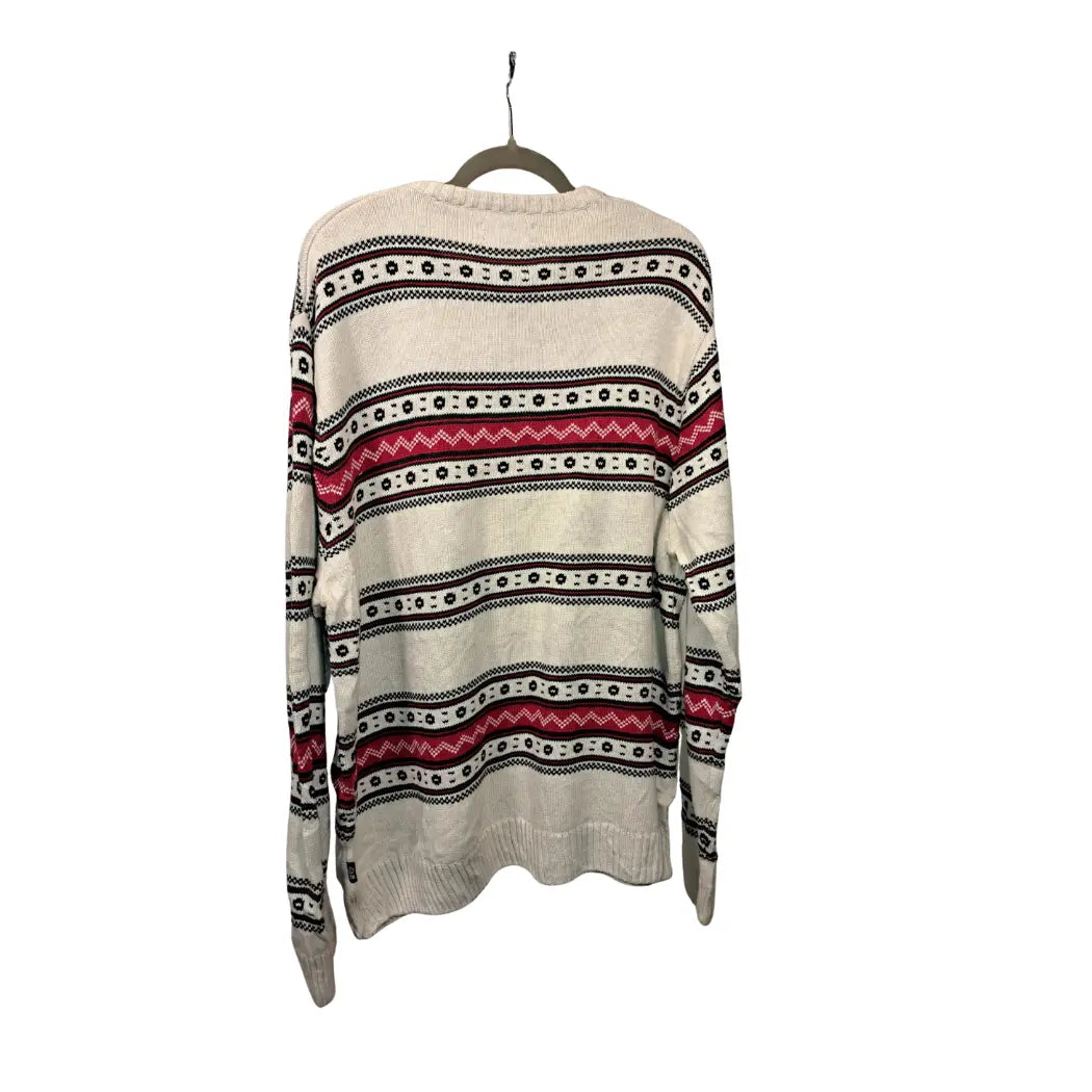 Chaps by Ralph Lauren – Vintage Fair Isle Strickpullover / Weiß–Rot–Schwarz / Größe L