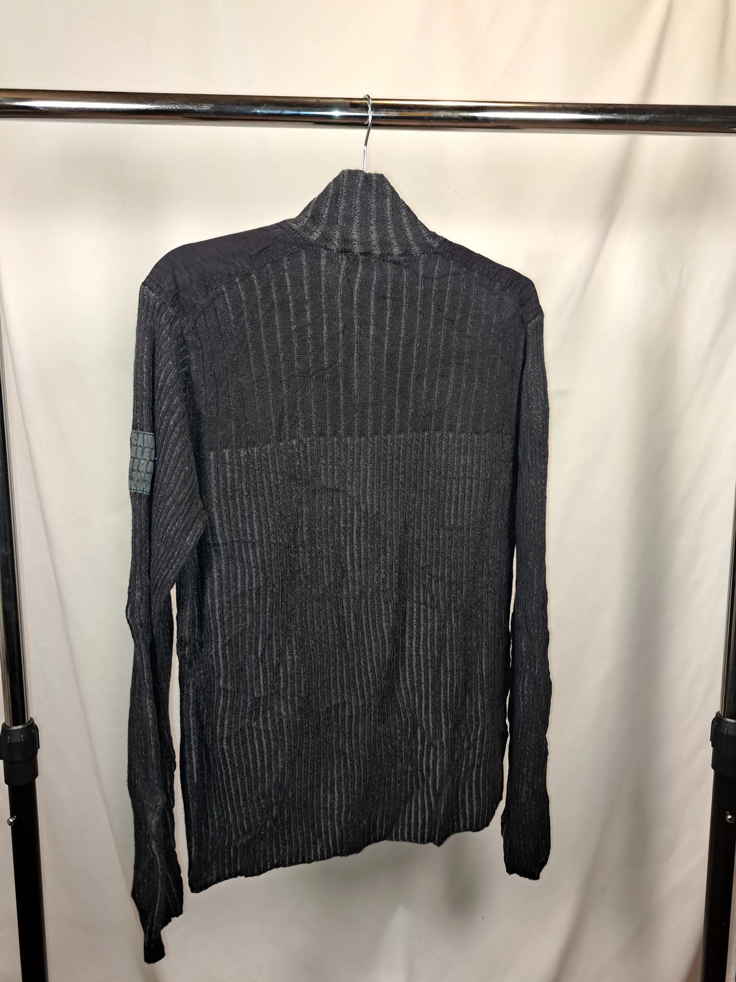 Calvin Klein Vintage Zip-Up Rib Knit Zipper Jacket Grau – Größe M | Utility Pocket Design Calvin Klein