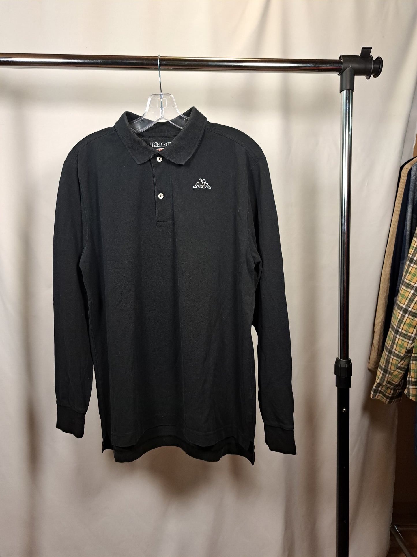 Kappa Longsleeve Polo Black / Minimal Logo Embroidery / Shirt Size M